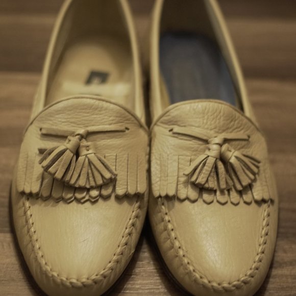 Cream 9.5 BALLY Hilo Deerskin Leather Tassel Loafers Shoes ITALY main image 4